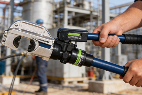 Product features of manual hydraulic crimping pliers.